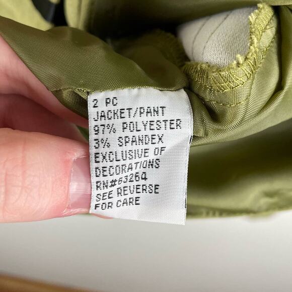 90s Vintage Green Vegan Suede Pointed Collar Cinched Waist Blazer Jacket Size S - Picture 7 of 8